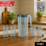 Apex Crystal Premium Jug with Lid & 4 Pcs Glass (1500 ML / 300 ML Approx / 5 Pcs Set) - Image 2