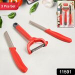 Apex 3-Piece Stainless Steel Kitchen Knife and Peeler Set - Image 3